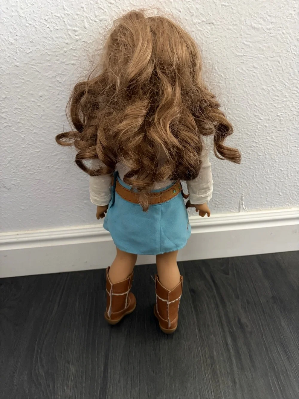 Nicki Fleming American Girl Brown-Haired Doll with Blue Skirt and Brown Boots